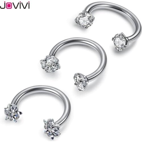 Jovivi 16g Stainless Steel Nose Lip Eyebrow Ear Septum Cartilage Helix Captive Hoop Ring Percing Labret Nariz Aro Nez 8-12mm