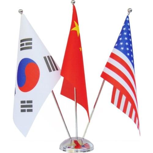 KAFNIK,Three-bar desk flag flag negotiation flag signing flag table flag frame decoration with any 14*21cm flags,free shipping