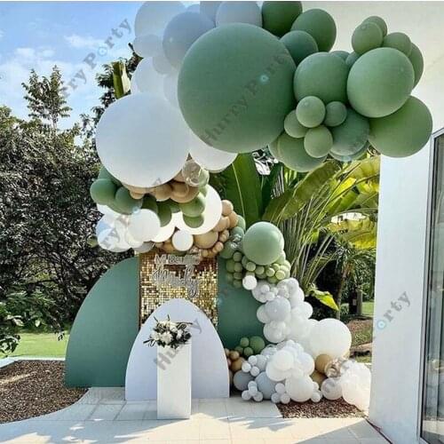 Cream Peach Balloon Garland Arch Kit Retro Green Balloons Baby Shower Girl Boy Wedding Birthday Party Decor Balloons Supplies