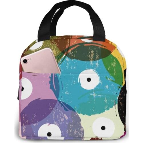 Abstract Circle Lunch Food Box Bag Fashion Insulated Thermal Food Picnic Lunch Bag for Women kids Men Cooler Tote Bag
