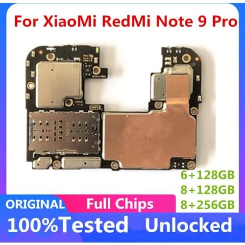 128GB 256GB For Xiaomi Hongmi Redmi Note 9 PRO Motherboard Mainboard LogicBoard Original Unlocked Main Circuits Board Full Chips