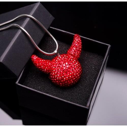 Cute Evil Rhinestone Crystal Ball Car Pendant Cartoon Devil Bling Car Mirror Hanging Accessories Girls Car Interior Decoration