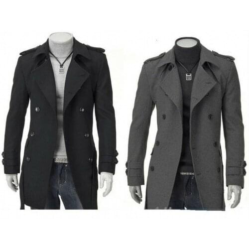 Mens Winter Wool Coat Trench Coat Outwear Overcoat Long Jacket HOT Fashion