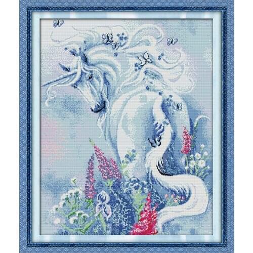 Unicorn cross stitch pattern DIYCanvas DMC Counted Cross Stitch Kits Count printed Cross-stitch set Embroidery Needlework kit