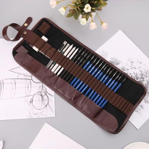 24pcs Professional Sketching Drawing Art Tool Kit Graphite Charcoal Pencils Eraser Craft Painting Set