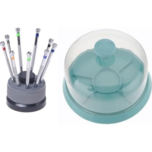 Kit with 9 screwdrivers 9 Lame Reserve Base for Watches Watchmaker Tools & 1x watch movement repair tool dust cover