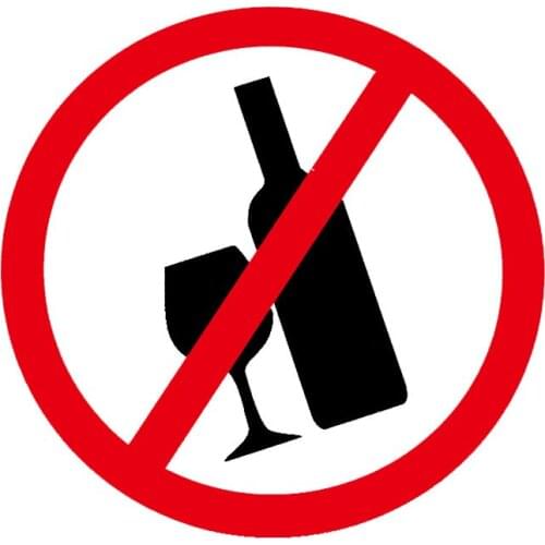 1 pcs Personality Car Sticker Drinking Is Forbidden Here Warning Decals Auto Bumper Window Decoration Waterproof PVC Decal 13cm