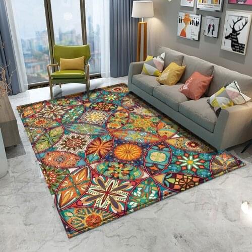 Alfombra Non-slip Mandala Style Floral Pattern Rug Floor Mat Living Room Balcony Bedroom Room Kitchen Living Bathroom Carpet