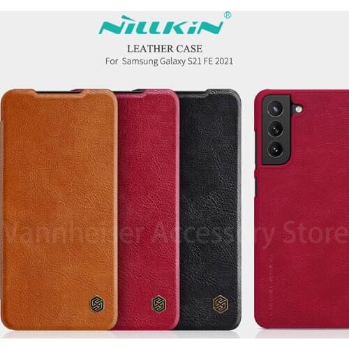 Nillkin Back Cover For Samsung Galaxy S21 FE 2021 Protect Case Luxury Flip Leather Card Slot For S21 FE Lens Protection Case