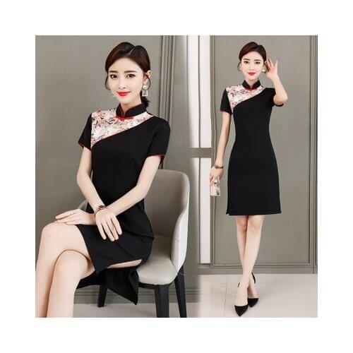 2021 New Young Girl Cheongsam Modified Dress Sexy Slim Chinese Style Patchwork Plus Size Dress Vestidos Elegantes Women Dresses