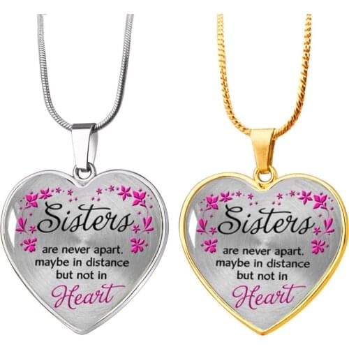 New Stainless Steel Necklace Sister Heart Peach Heart Alloy Pendant Jewelry Heart Keychain Customization Letter Pendant Necklace