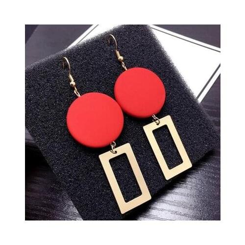 New fashion Retro red wood square geometric earrings For Women girl Accessories jewelry wholesale