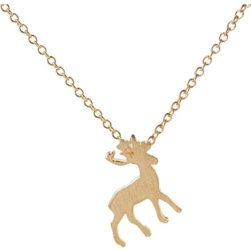Wholesale 10Pcs Origami Antler Deer Pendants Animal Necklace Mix Lots Link Chain Charm Ornaments for Women Men Kids