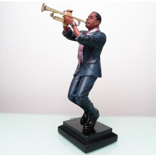 Gilded Temple painted carry Home Trumpet Player Figurine Resin Music Band Statue Craft Ornament Embellishment Accessories Home