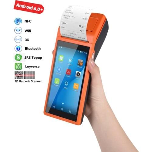 Q2 Android Rugged PDA Barcode Camera Scanner Handheld device Pos terminal built in thermal bluetooth printer 58mm wifi