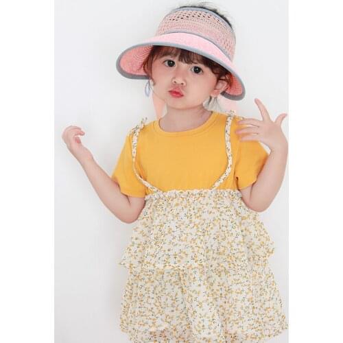 2021 New Hot Sale Summer Womens Open Sun Visor Hat Parent-child Summer Straw Broad-brimmed Sun Hat UV Protection Hat