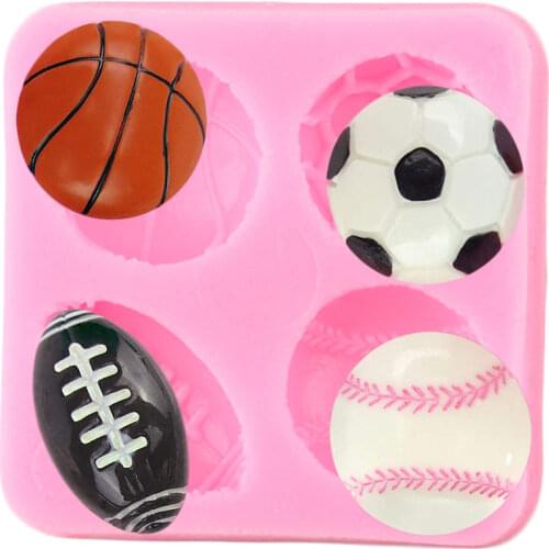 Baseball Silicone Mold Basketball Cupcake Topper Rugby Fondant Cake Decorating Tools Volleyball Chocolate Gumpaste Moulds