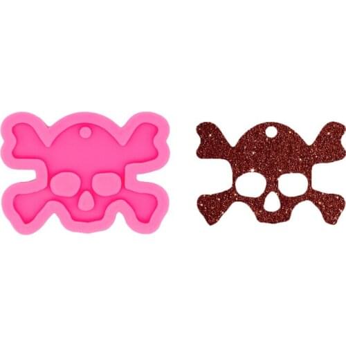 Halloween skull silicone mold Pink DIY crafts acrylic suitable for party Shiny keychain epoxy resin mold backpack decoration