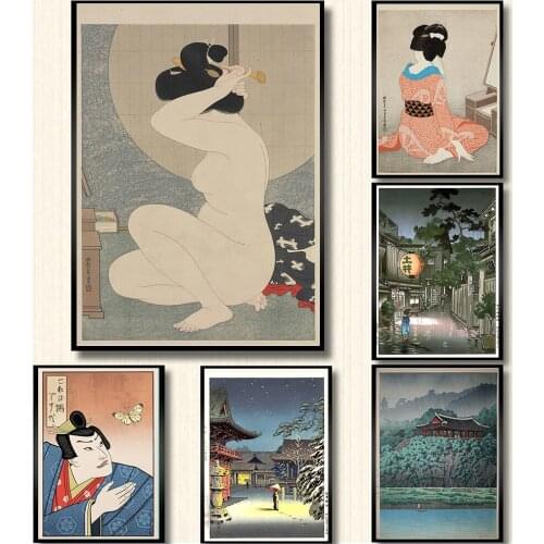 Vintage Oriental Art Prints Painting Pictures Wall Art Geisha Japanese Tsuchiya Koitsu Ukiyoe Nordic Canvas Posters Home Decor