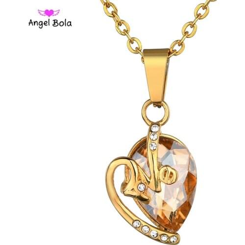 Women Angel Wings Mothers Day Gift Mom Necklace Heart Pendant Necklace Embellished with Crystals From Love Heart Necklace
