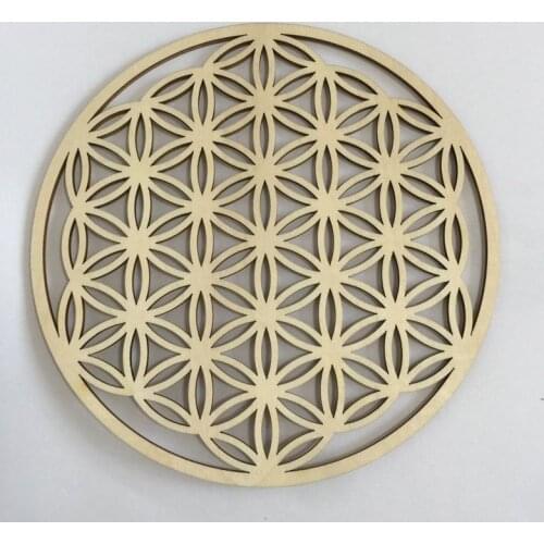 10xWooden Flower Of Life Home Decoration Wall Hanging Sacred Geometry Wood Plate Seed Of Life Laser Engraved coaster wall decor