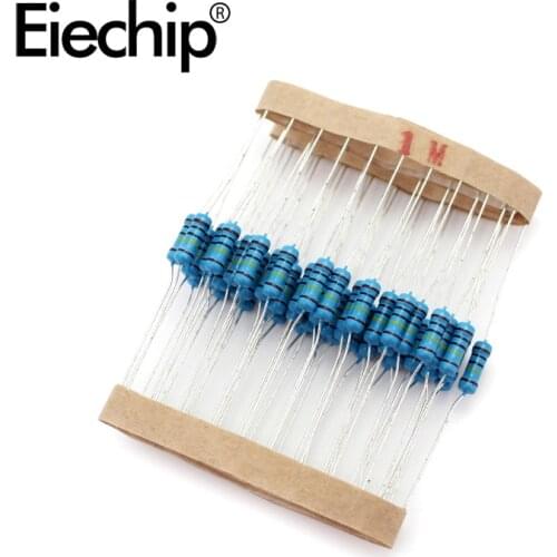 100pcs/lot 0.5W 1 ohm 1% Metal film resistor 1/2W resistance 1M Electronic resistors