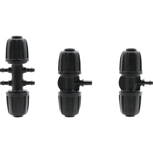 16mm to 4/7mm hose interface locking connector for crop irrigation 4-way 3-way hose distributor connection adapter