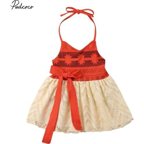 2018 Boho Girls Halter Dress Toddler Kids Baby Girls New Floral Sleeveless Princess Lace Party Clothes Summer Holiday Sundress