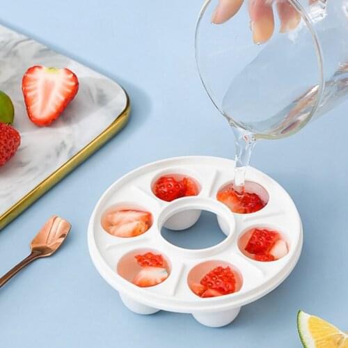 3PCS 6 Grids Plastic Ice Cube Tray Molds Doughnut Shape Ice Cube Maker Fruit Popsicle Ice Cream Mold for Wine Bar Drinking R