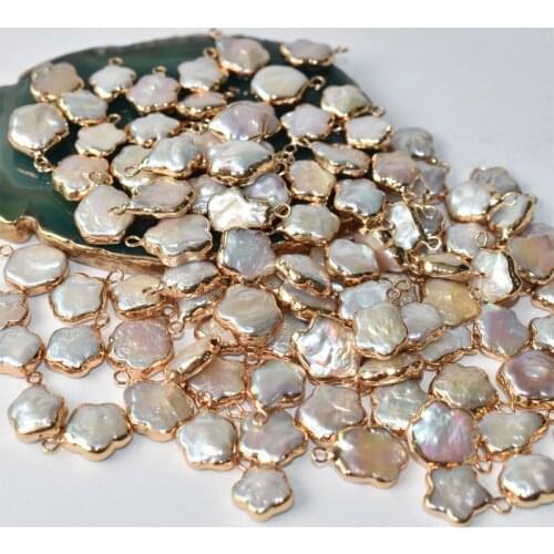 5 Pcs Natural Freshwater Pearl Gilt Edging Single Hole 13mm Flower-shaped Pearls DIY Loose Beads For Jewelry Clothing Making