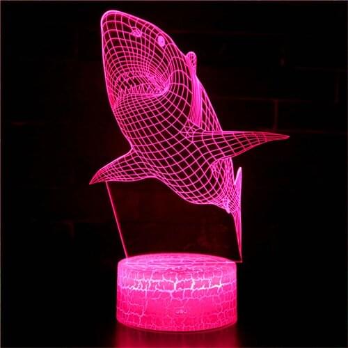 Acrylic Table Lamp 3D Animal Ocean Shark Family Room Decoration Colored LED Light Childrens Creative Christmas Gift Night Light