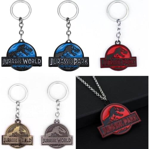 Movie Jurassic Park Keychain Jurassic World Pendant Metal Keyring Key Chain Car Bag Key Ring Holder Chaveiro llaveros Jewelry