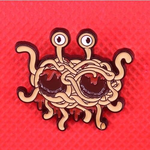 Flying Spaghetti enamel pin FSM brooch Pastafarian god badge funny Atheist pins
