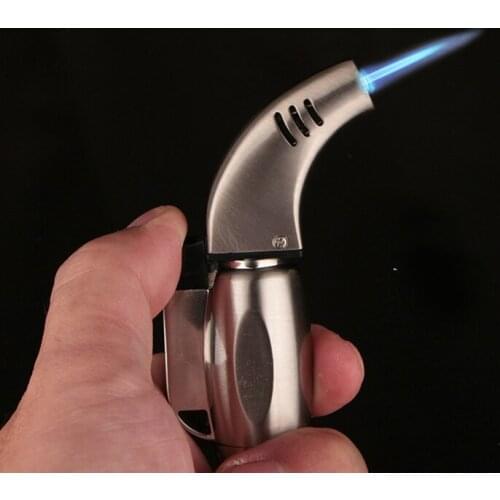 Butane Lighter Elbow Direct Injection Windproof Cigar Lighter MenS Gift Kitchen Cigar Accessories Torch Lighter