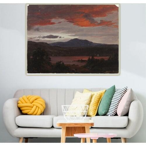 Citon Frederic Edwin Church《Turner Pond with Pomola Peak and Baxter Peak, Maine》Canvas Oil Painting Wall Decor Home Decoration