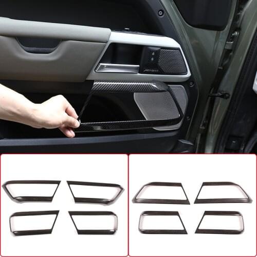 For Land Rover Defender 110 2020-2022 Car Inner Door Handle Frame Cover Trim Sticker Carbon Fiber ABS Interior Accessories