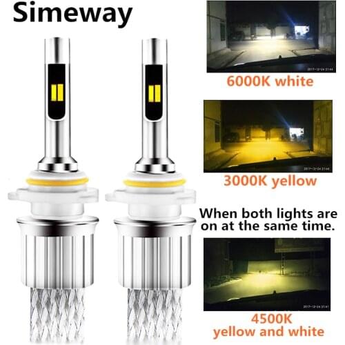 2PCS Auto LED H1 H4 H7 9005 Headlight 9600LM Dual color Tricolor 3000K 6000K 4300K H3 H11 HB4 car LED headlamp fog light 12V 24V