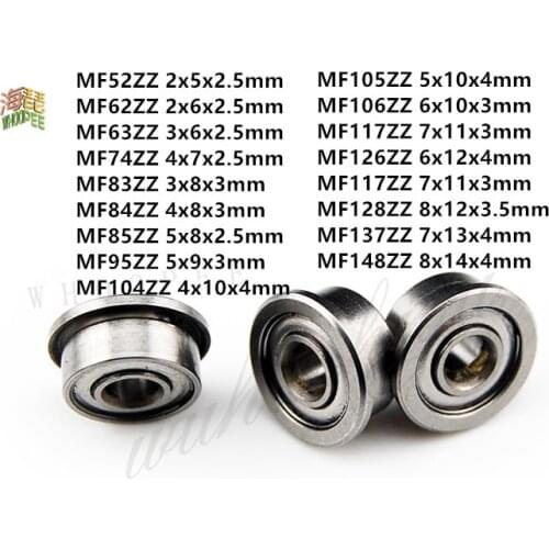 5pcs MF52ZZ MF62ZZ MF63ZZ MF74ZZ MF83ZZ MF84ZZ To MF148ZZ Miniature Flange Bearing Thin Wall Metal Shielded Flanged Bearings