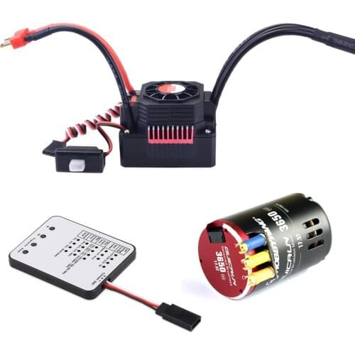 Hobbywing QUICRUN 3650 Sensored 17.5T 2-3S Racing Brushless Motor with 60A Waterproof ESC & LED Programing Card for 1/10 Rc Car