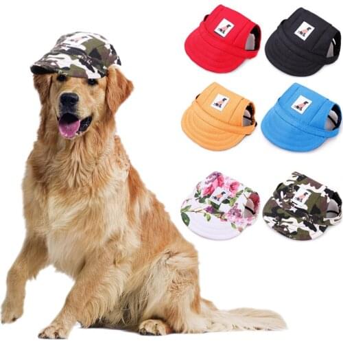 Dog Hat With Ear Holes Summer Canvas Baseball Cap For Small Pet Dog Outdoor Accessories Hiking Pet Products Sun Hat For Dogs S/L