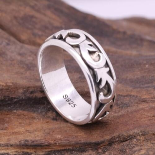 Handmade 925 Silver Turning Ring Good Luck Spinning RIng Thailand Vintage Sterling Silver Ring