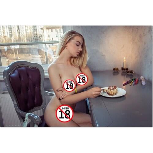 Beautiful Girl Eating Cake Sexy Body Photo Decorative Posters and Prints Wall Art Canvas Painting Wall Picture For Living Room