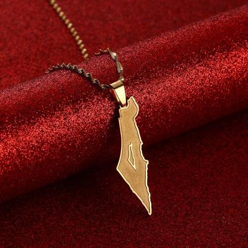 Israel and Palestine Map Pendant Necklaces Women Gifts Silver Color Gold Color Jewelry