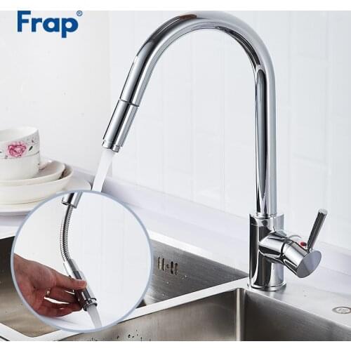 Frap Nickel Brushed Kitchen Faucet 360 Rotation Pull Out Purifed Water Outlet Spray Tap Single Handle Torneira Cozinha Y40070