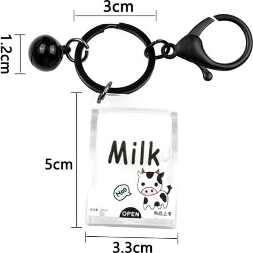 Cartoon Cute Floating Cow Bottle Keychain Car Pendant Men And Women Bag Key Ornaments Creative Couple Jewelry Gift Wholesale