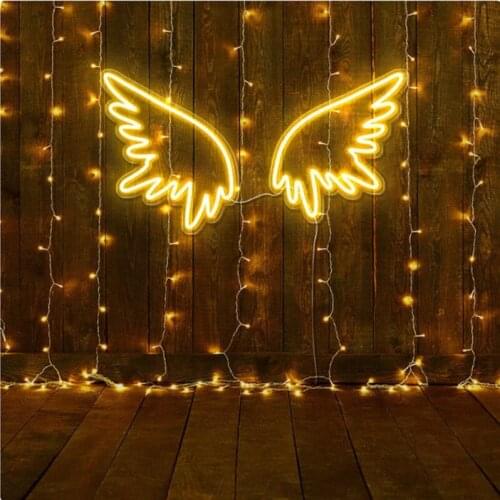 OHANEONK Angel Wing LED Neon Sign Lights Neon Bar Wall Christmas Birthday Wedding Decoration Fairy Princess Room Decor Neon