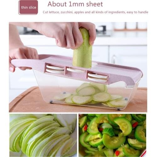 Vegetable Cutter with Transparent Container, Non-slip Mat Humanized Storage Safe Protection