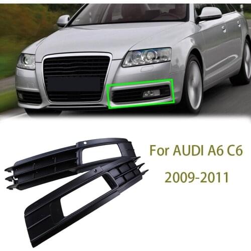 A Pair Car Fog Lights Front Lower Bumper Grills Grilles Cover for Audi A6 C6 2009 2010 2011 Exterior Parts