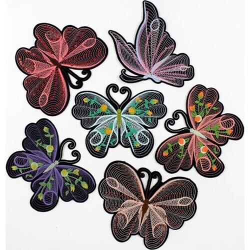 Iron On Patches For Clothing Multicolor 3D Paillette Sequin Butterfly Embroidery Patch Appliques Badge Stickers For Clothes