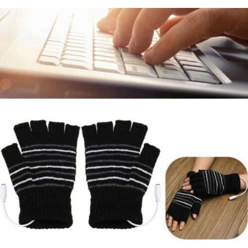 USB Heated Gloves Winter Thermal Hand Warmer Gloves Five Unisex Gloves Finger T1V6